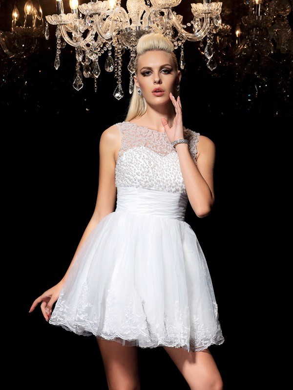 A-line Bateau Sleeveless Organza Dress