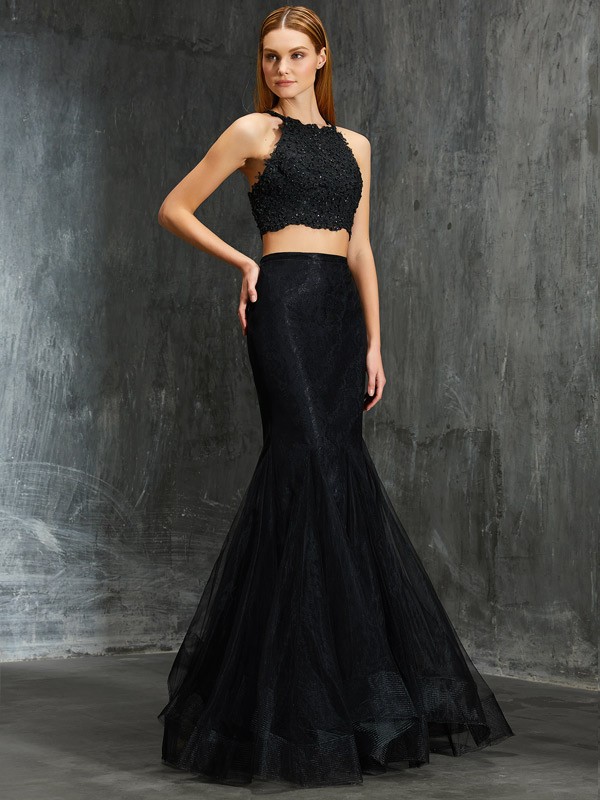 Trumpet/Mermaid Spaghetti Straps Sleeveless Tulle Dress