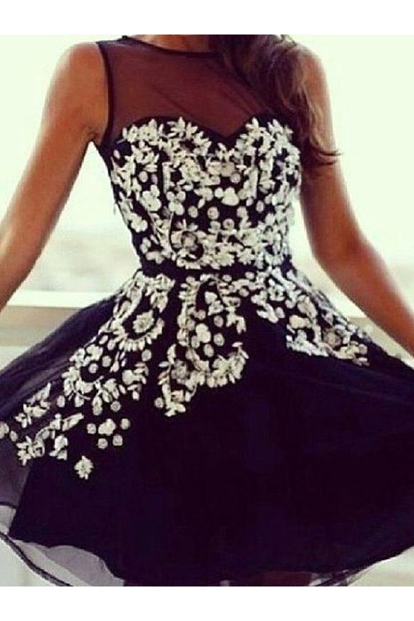 A-line Scoop Sleeveless Chiffon Dress