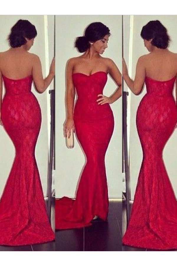 Trumpet/Mermaid Sweetheart Sleeveless Lace Dress