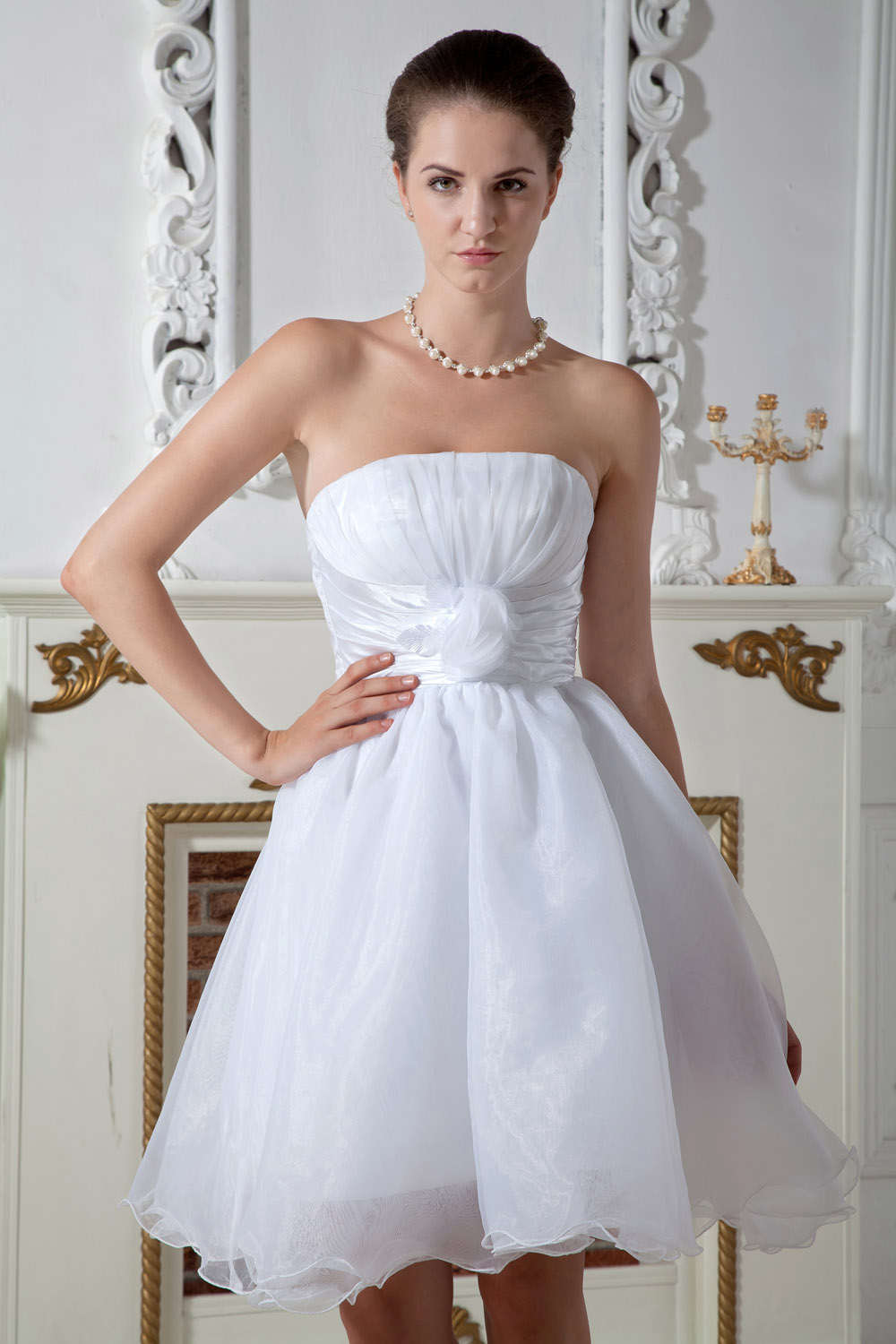 A-line Strapless Tea-length Lace Holiday Dress - Thumbnail 3