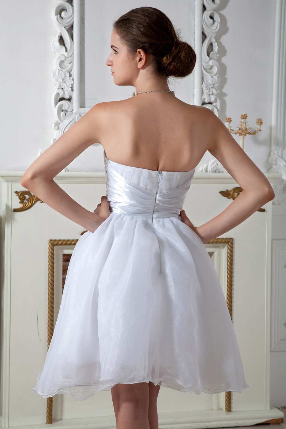 A-line Strapless Tea-length Lace Holiday Dress - Thumbnail 7