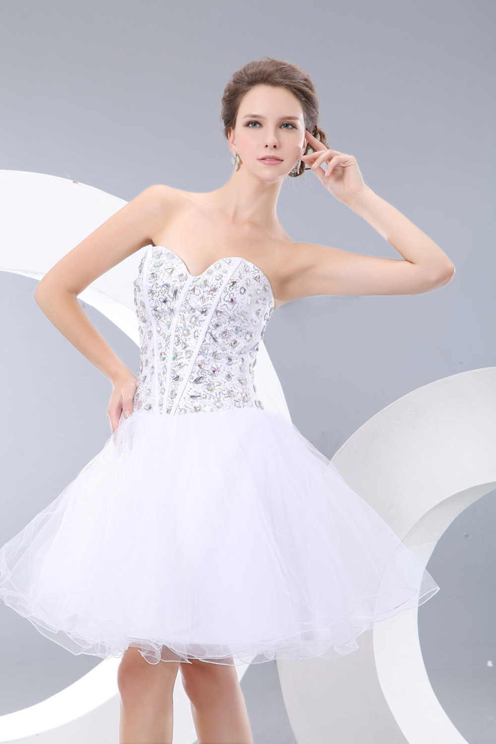 A-line V-neck Knee-length Chiffon Homecoming Dress - Thumbnail 4