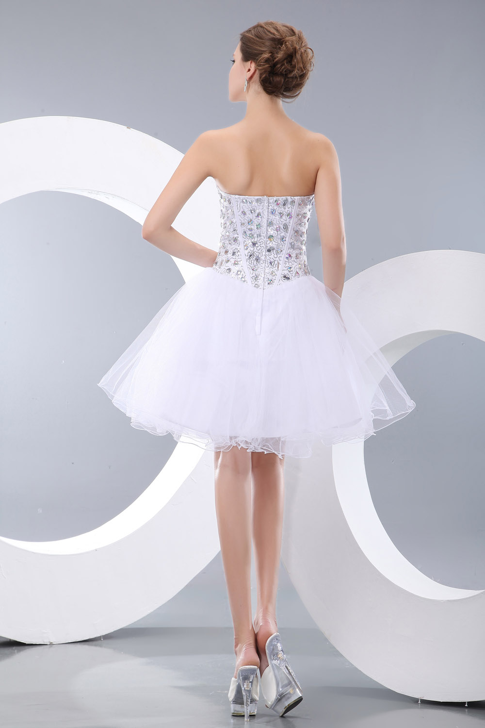 A-line V-neck Knee-length Chiffon Homecoming Dress - Thumbnail 6